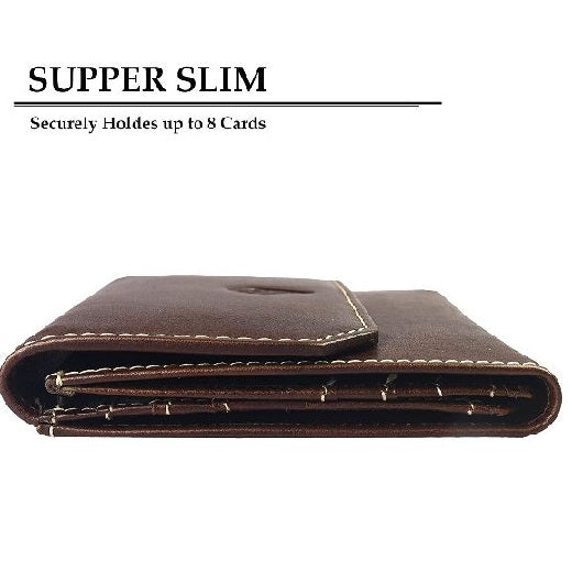 Brown Leather Unisex RFID Blocking Wallet