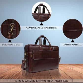 Classic Leather Messenger Briefcase Satchel Bag Men's