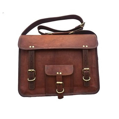 Front Pocket Leather Messenger Bag