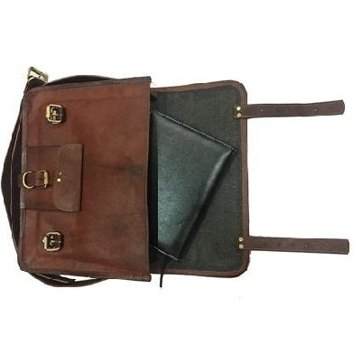 Front Pocket Leather Messenger Bag