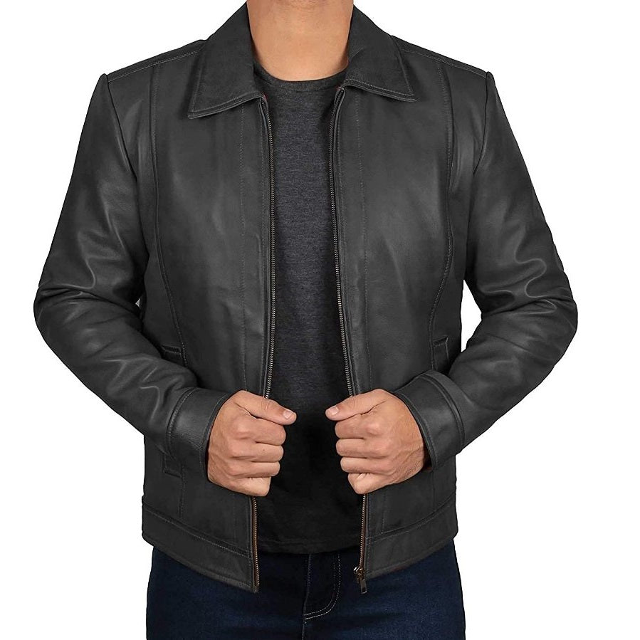 Genuine Black Leather Jacket For Men