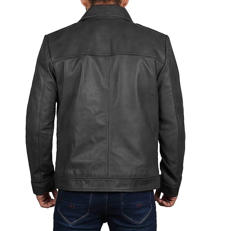 Genuine Black Leather Jacket For Men