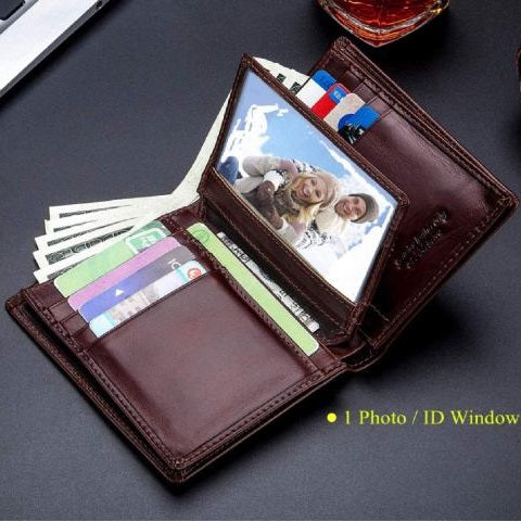 Genuine Leather RFID Blocking Bifold Wallet