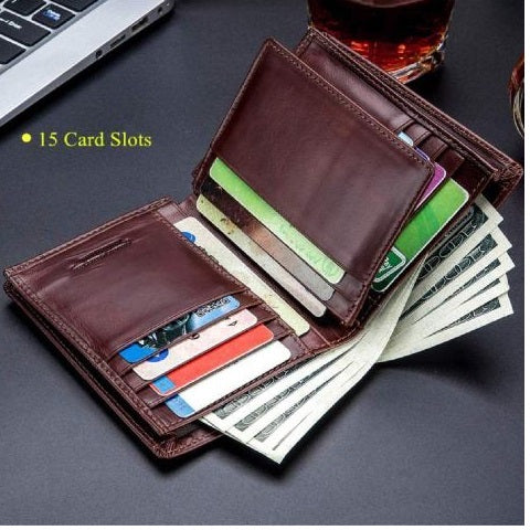 Genuine Leather RFID Blocking Bifold Wallet