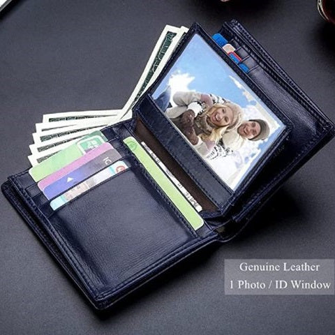 Genuine Leather RFID Blocking Bifold Wallet