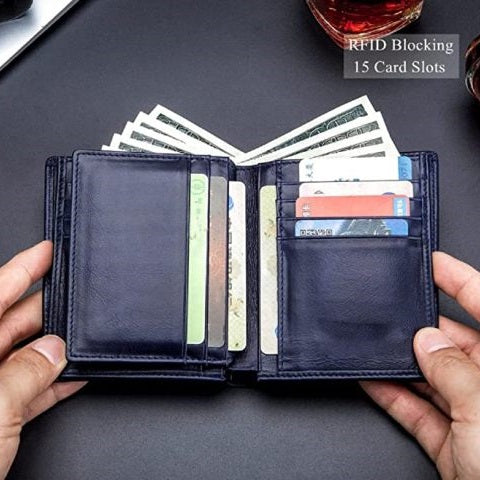 Genuine Leather RFID Blocking Bifold Wallet