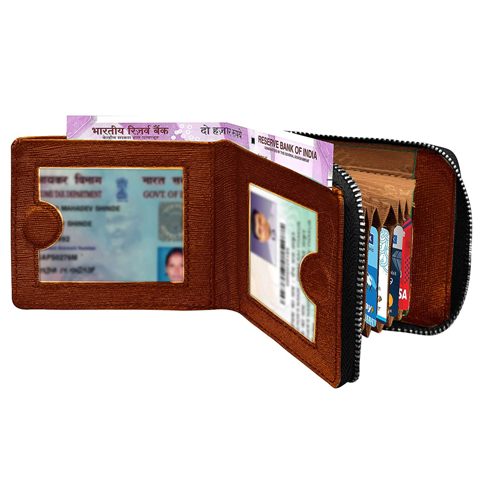 Genuine Leather Tan Wallet for Men Women