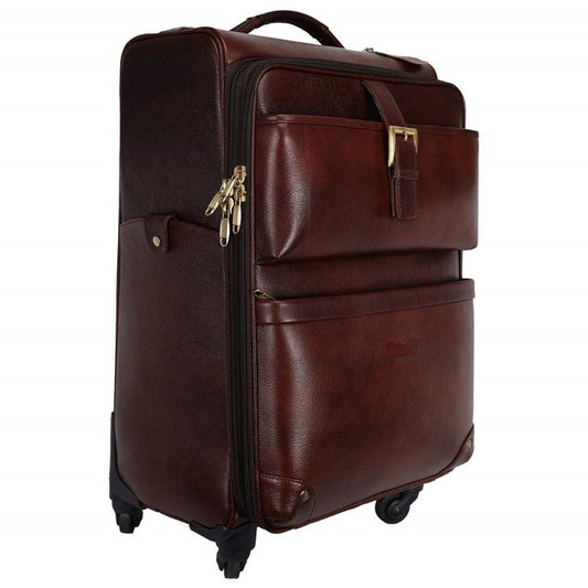 Genuine Leather Trolley Bag With Four Wheels