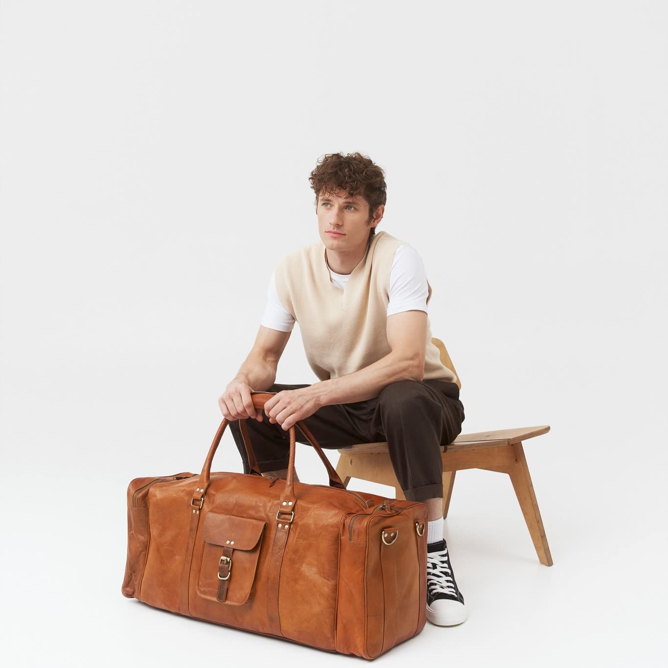 Leather Duffle Luggage Weekender Bag