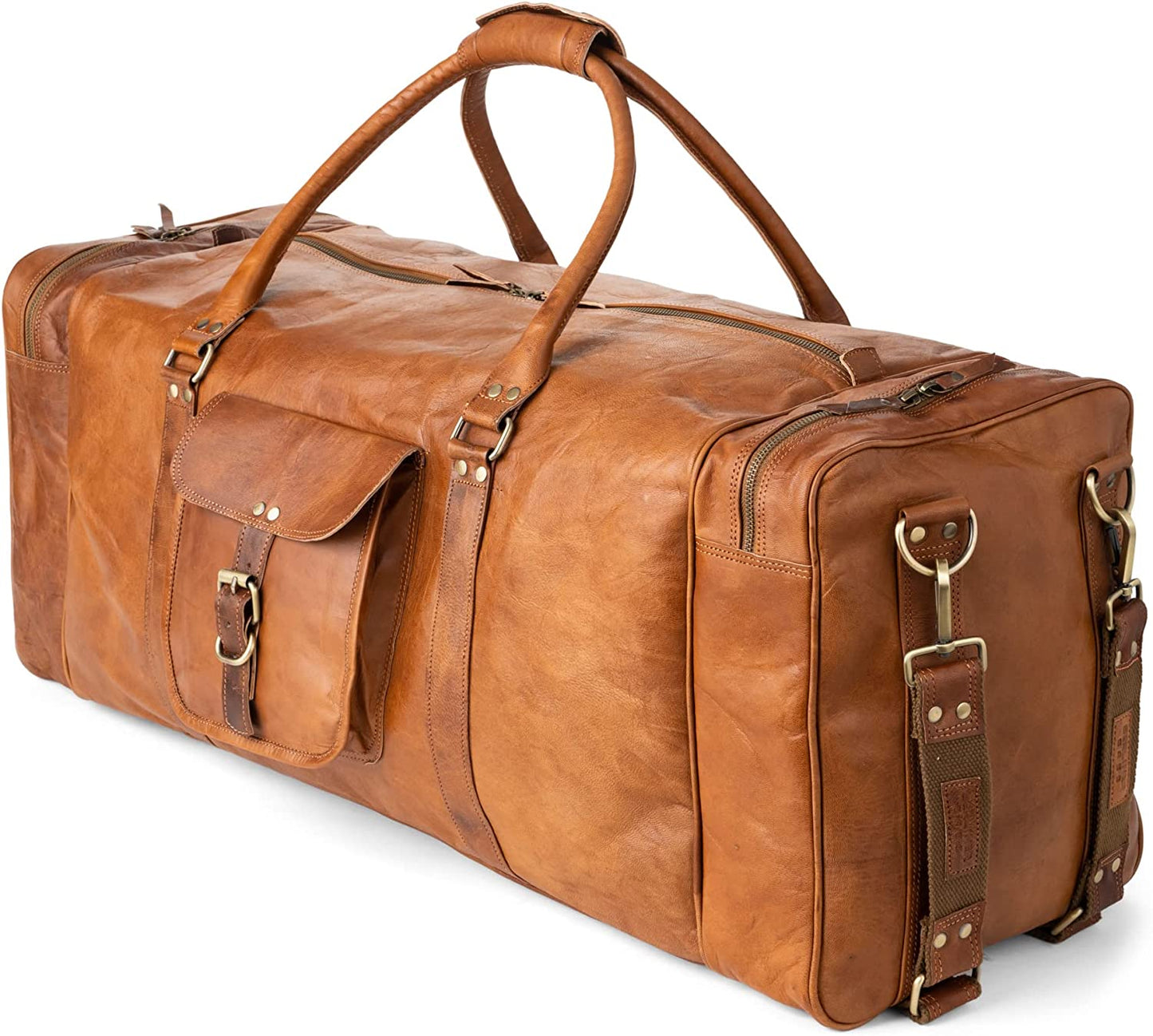 LEATHER DUFFLE LUGGAGE WEEKENDER BAG