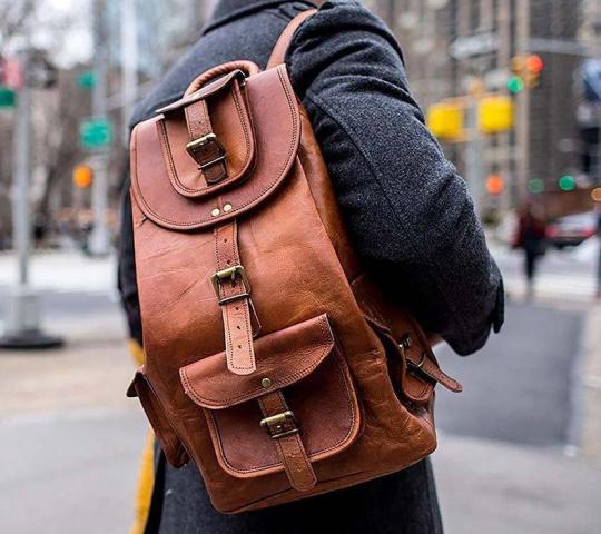 Genuine Leather Backpack Travel Rucksack