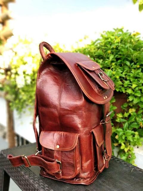 Genuine Leather Backpack Travel Rucksack