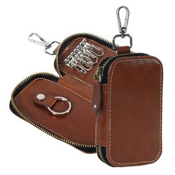 Leather Key Case Pouch Wallet Keychain