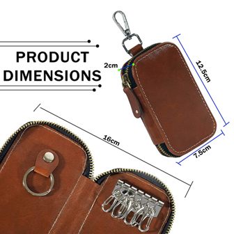 Leather Key Case Pouch Wallet Keychain