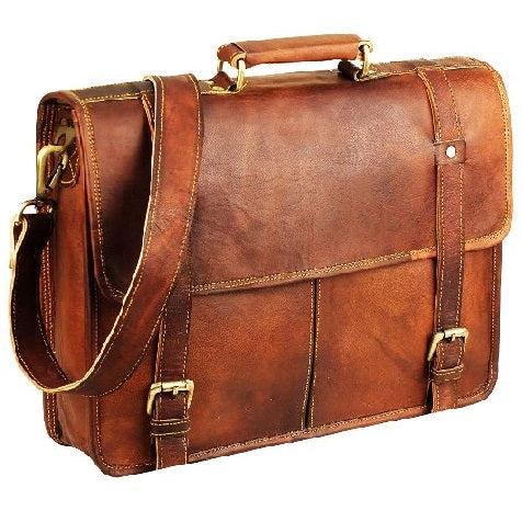 Leather Messenger Briefcase Shoulder Bag Men's