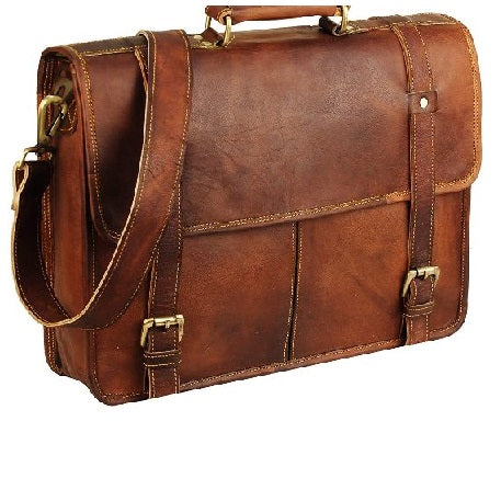 Leather Messenger Briefcase Shoulder Bag Men's