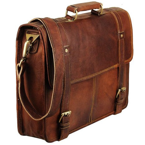 Leather Messenger Briefcase Shoulder Bag Men's