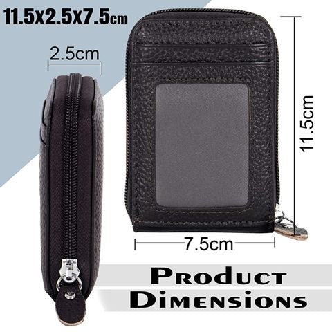 Leather Zipper Card Holder Money Wallet