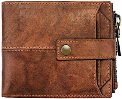 Men Casual Brown Genuine Leather Wallet