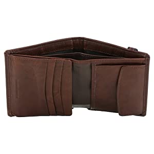 Men's Brown Leather Bifold Wallet 