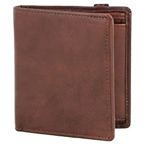 Men's Brown Leather Bifold Wallet 