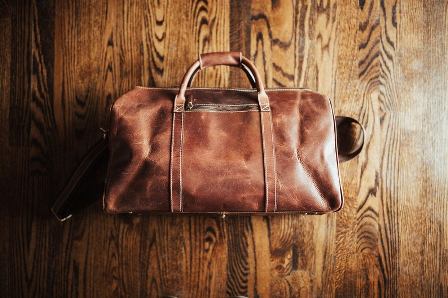 MENS FULL GRAIN LEATHER DUFFEL BAG OVERNIGHT