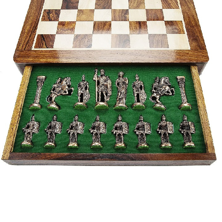 Premium Chessboard with Roman Brass Pieces