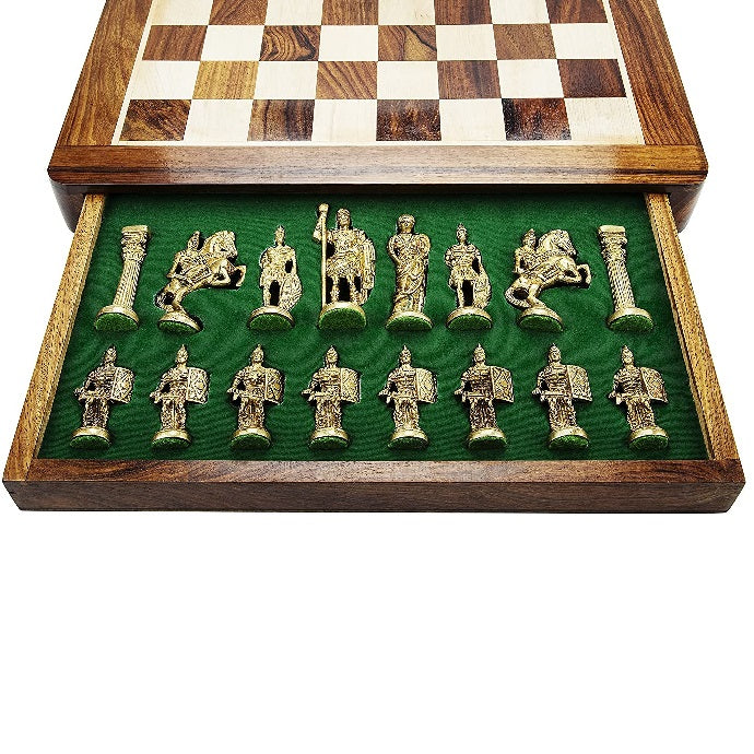 Premium Chessboard with Roman Brass Pieces