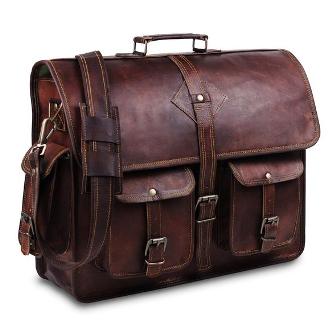 RUSTIC BROWN LEATHER MESSENGER BAG