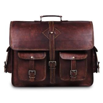 RUSTIC BROWN LEATHER MESSENGER BAG