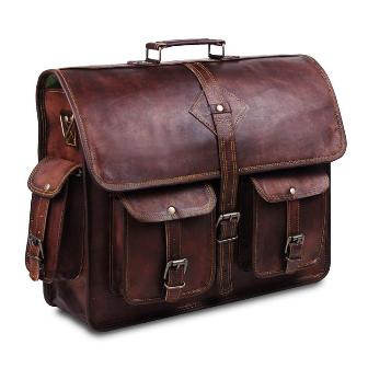 RUSTIC BROWN LEATHER MESSENGER BAG