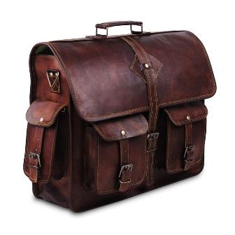 RUSTIC BROWN LEATHER MESSENGER BAG