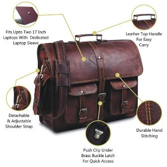 RUSTIC BROWN LEATHER MESSENGER BAG