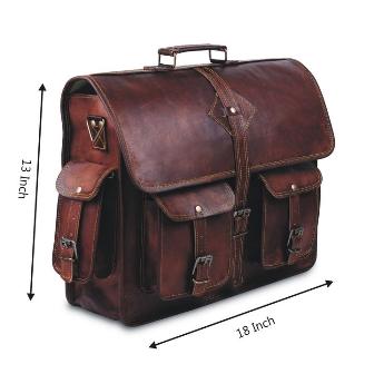 RUSTIC BROWN LEATHER MESSENGER BAG