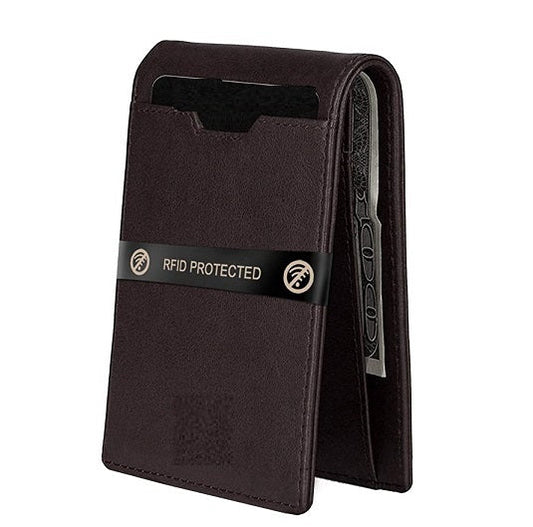 Slim Leather Wallet Men with RFID Protection