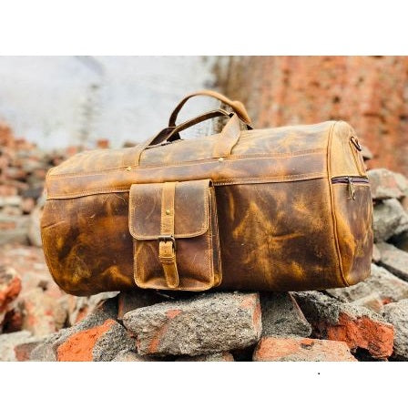 Top Grain Leather Duffel  Weekend Travel Bag