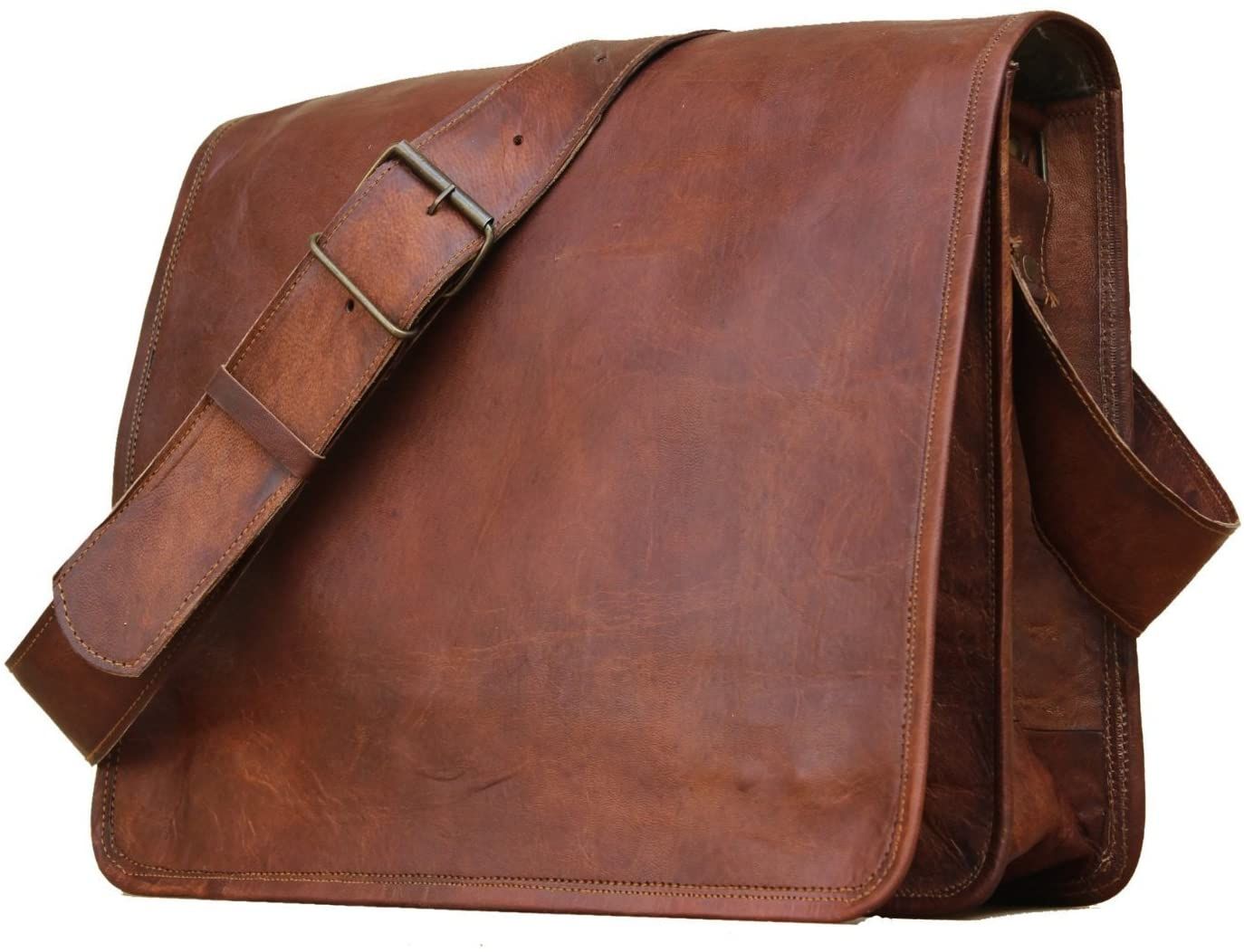 Full Flap Leather Messenger Bag