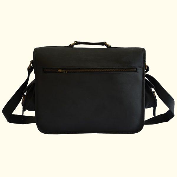 Black Full Grain Leather Messenger Bag bolso negro