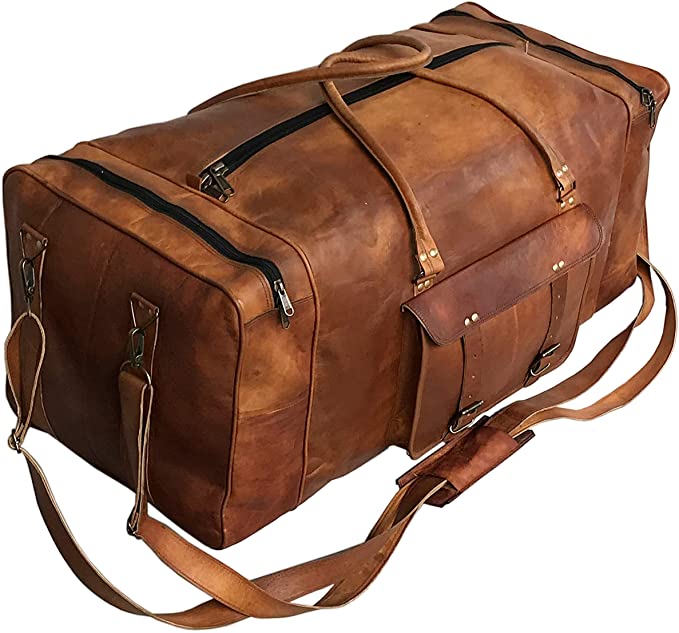 Leather Duffle Travel Bag + Free Leather Journal