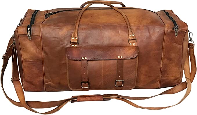 Leather Duffle Travel Bag + Free Leather Journal