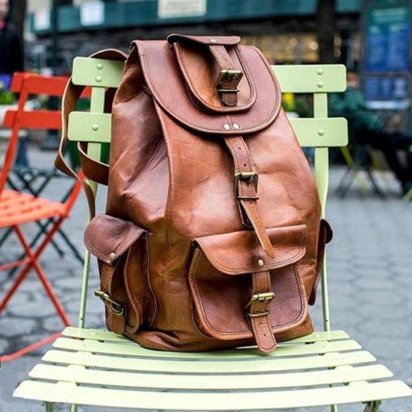 Genuine Leather Backpack Travel Rucksack