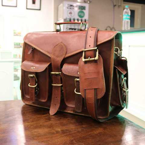 Handmade Vintage Leather Messenger Bag for Laptop Briefcase Satchel Bag Bolsos de cuero